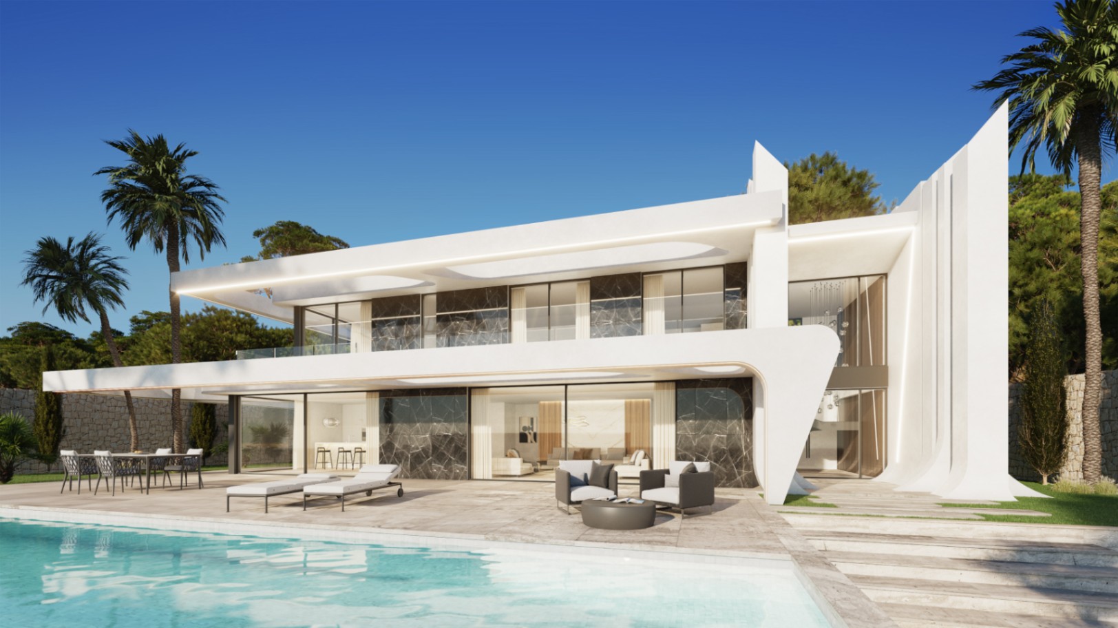 Villa contemporaine de luxe de quatre chambres et quatre salles de bains
