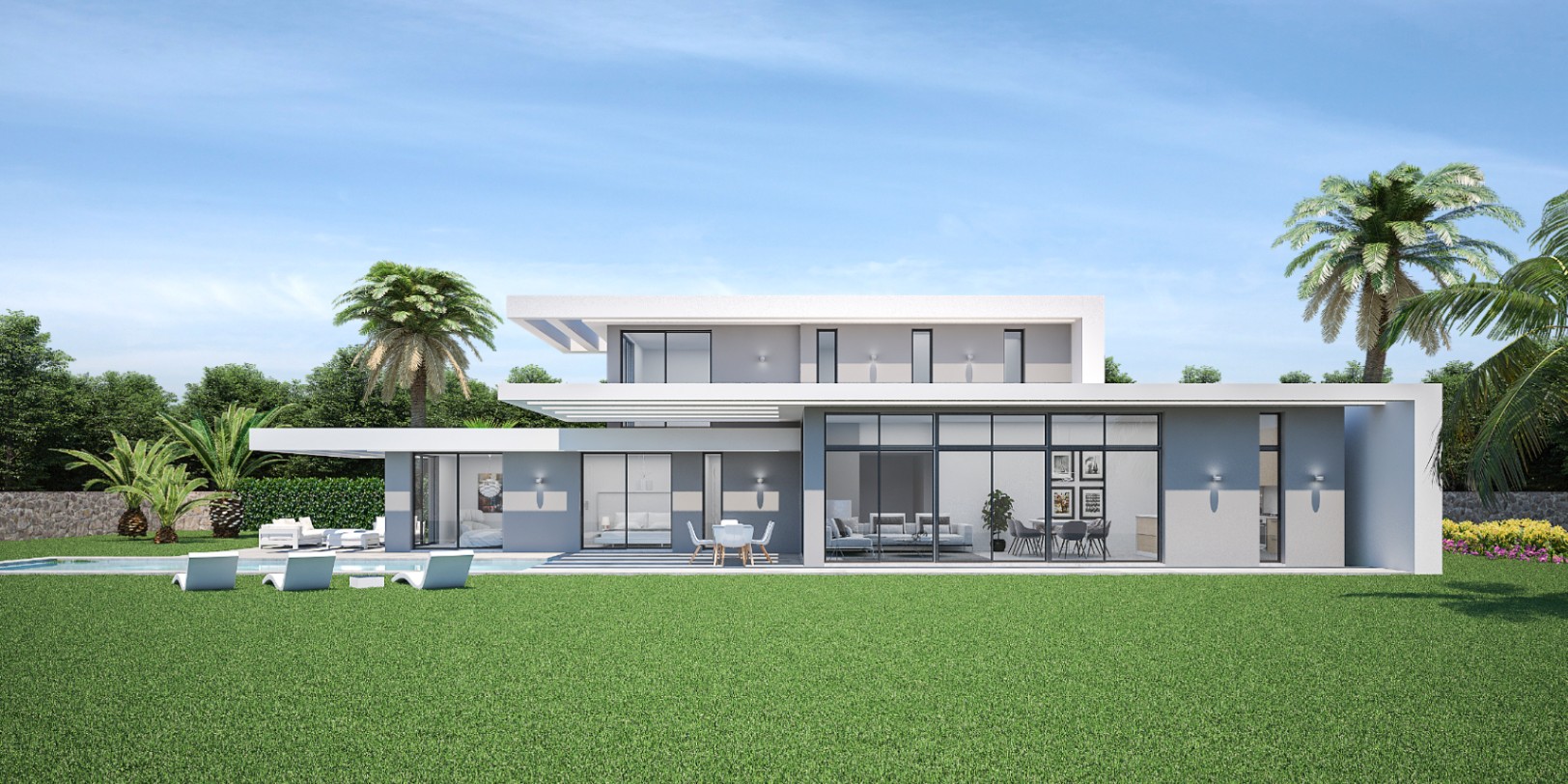 Villa tranquille de deux étages : 3 chambres, 2 salles de bains, à 8 minutes de la mer dans un quartier résidentiel haut de gamme