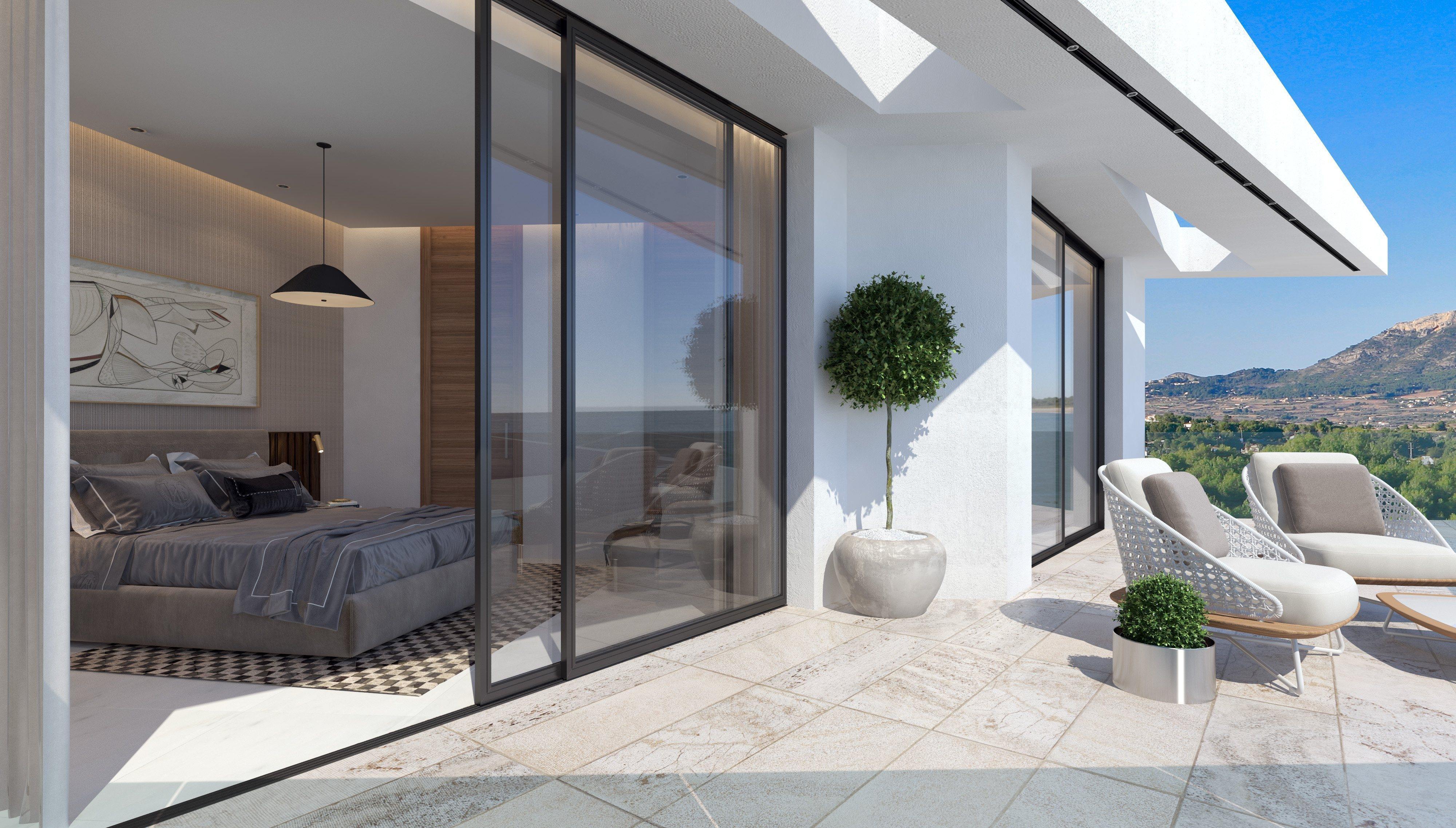 Belle villa moderne entièrement meublée à vendre à Javea avec une vue magnifique