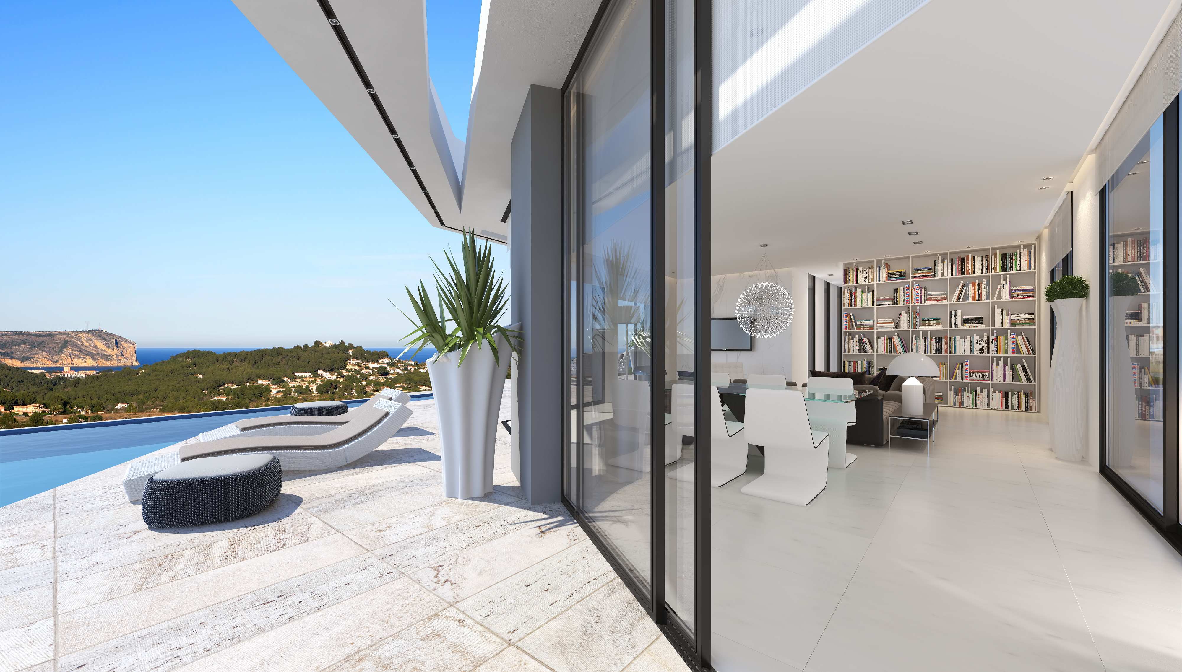 Belle villa moderne entièrement meublée à vendre à Javea avec une vue magnifique